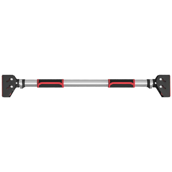 Justerbar pull-up-stang til dørkarme, ingen boring nødvendig, stål, op til 200 kg, 75-92 x 10 x 7 cm, sort/rød