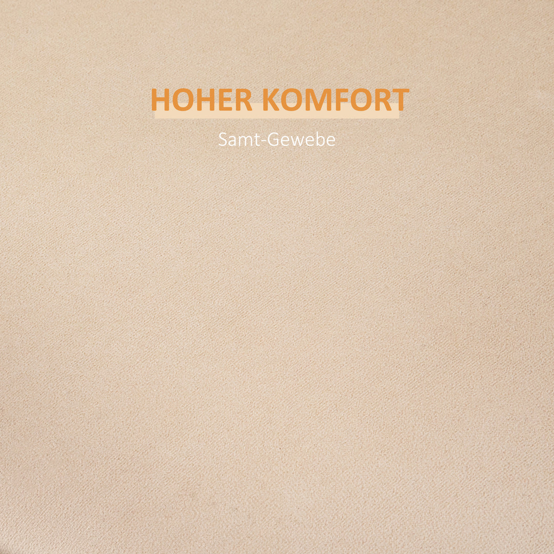 2-I-1 fløjlsskammel med opbevaring og aftageligt låg ø44 cm x 47,5 cm beige