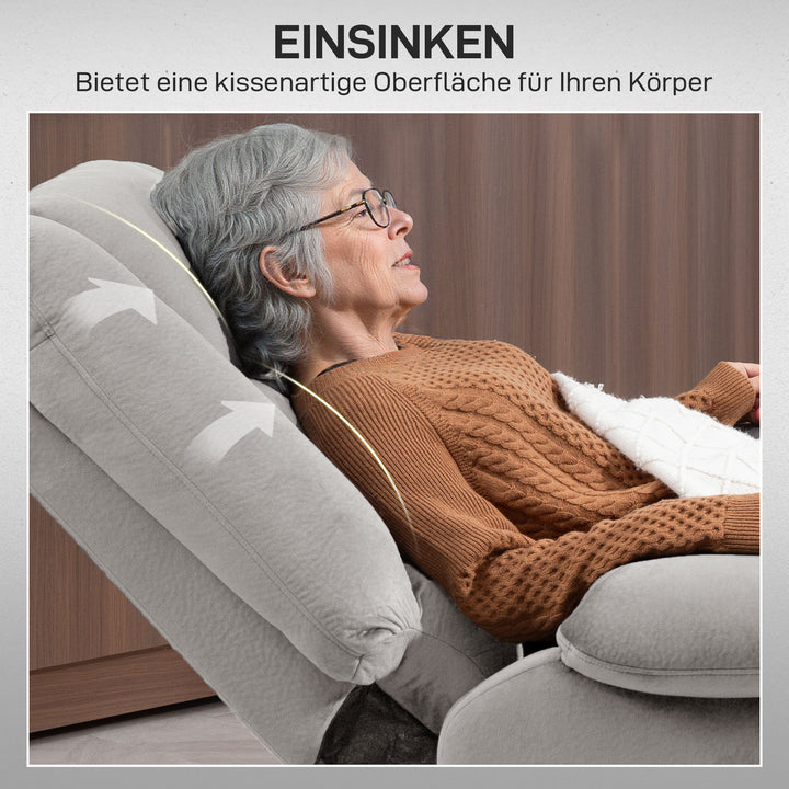 Hævestol med massagefunktion, 90x93x110cm, lysegrå