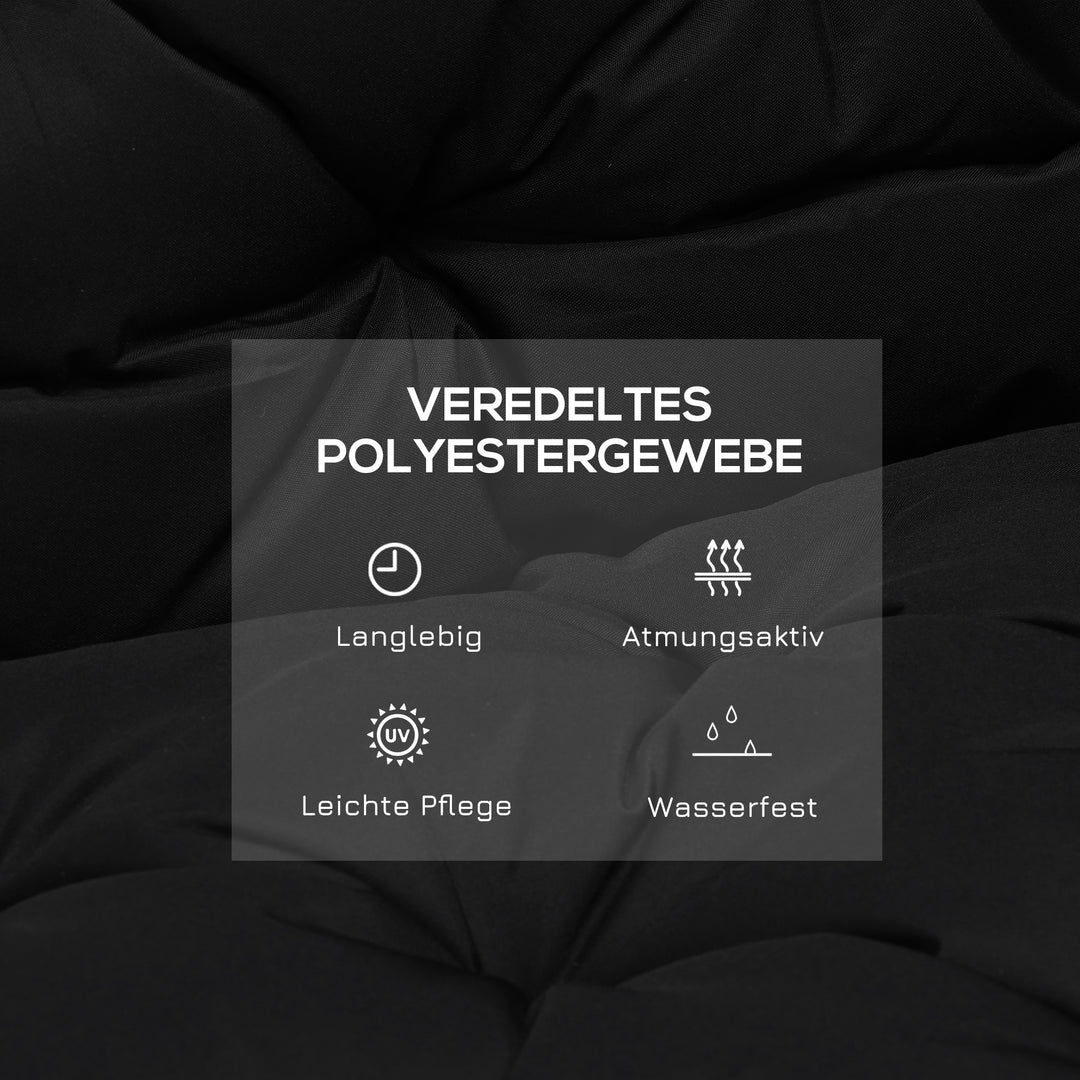 3-Personers bænkehynde 100x98x8 cm med stropper, bænkehynde til havemøbler og verandagynge, sort