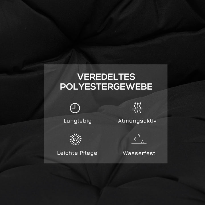 3-Personers bænkehynde 100x98x8 cm med stropper, bænkehynde til havemøbler og verandagynge, sort