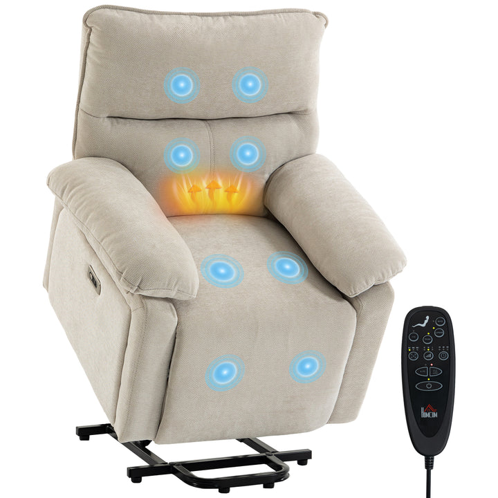 Lænestol med løftehjælp, vibrationsmassage, varme, cremehvid