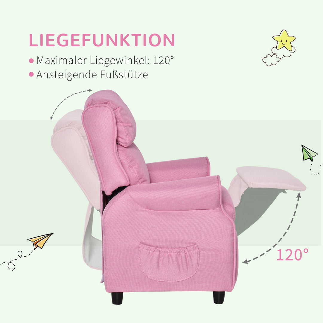Børnesofa børnesofa børnestol lænestol justerbar med fodstøtte til 3-5 år drenge og piger pink 58 x 53 x 70 cm
