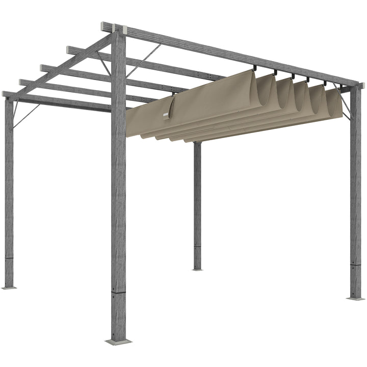 3 X 3 m havepergola, justerbart terrassetag, aluminiumsramme, upf 30+ solbeskyttelse, grå