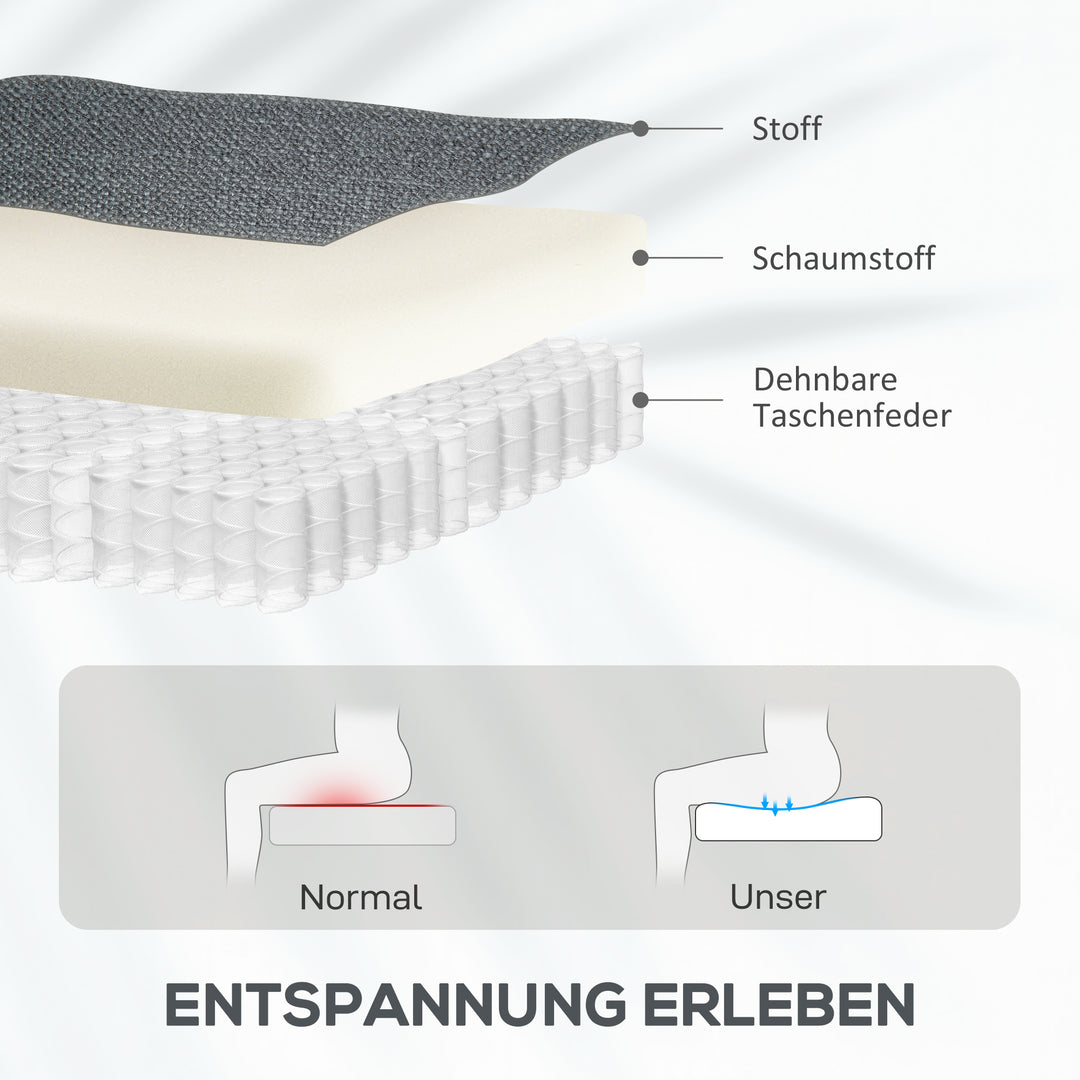 Elektrisk lænestol med massagefunktion, polstret stol med ståfunktion, metal, stof, grå