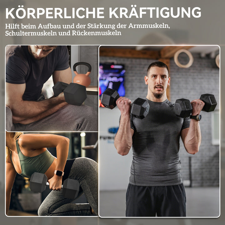 Håndvægtsæt, sæt med 2 håndvægte med riflede håndtag, støbejernshåndvægtsæt, 2 x 6 kg, håndvægte til mænd og kvinder, håndvægtsæt til hjemmet, fitnesscenteret, styrketræning