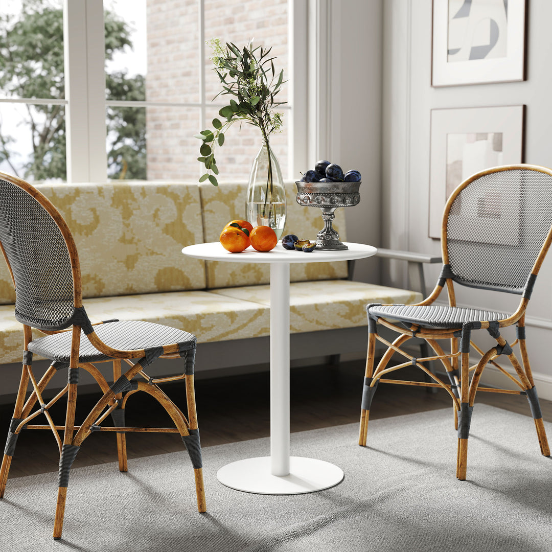 Rundt spisebord til 2 personer, stål, til indendørs og udendørs brug, hvid