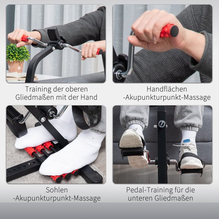 Pedaltræner til seniorer, højde- og længdejusterbar, mini-motionscykel med håndtag, LCD-display og fastgørelsesrem