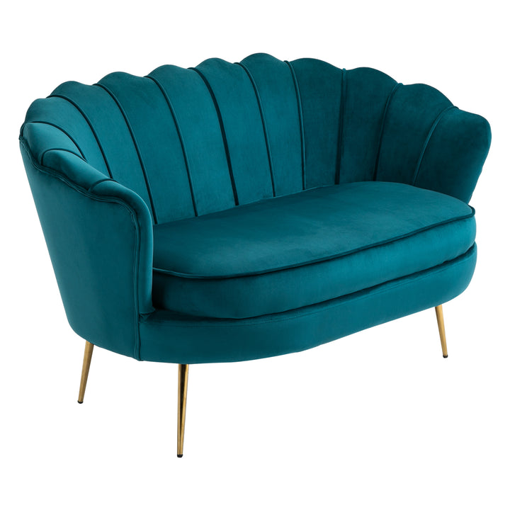 2-Personers sofa, polstret sofa, fløjlslook, dobbeltsofa, lasteevne op til 150 kg, 130 x 77 x 77 cm, mørkegrøn