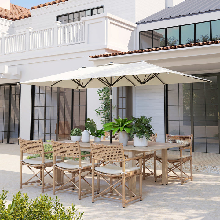 Stor parasol, højdejusterbar, vipbar, 150x295x170-214 cm, cremefarvet