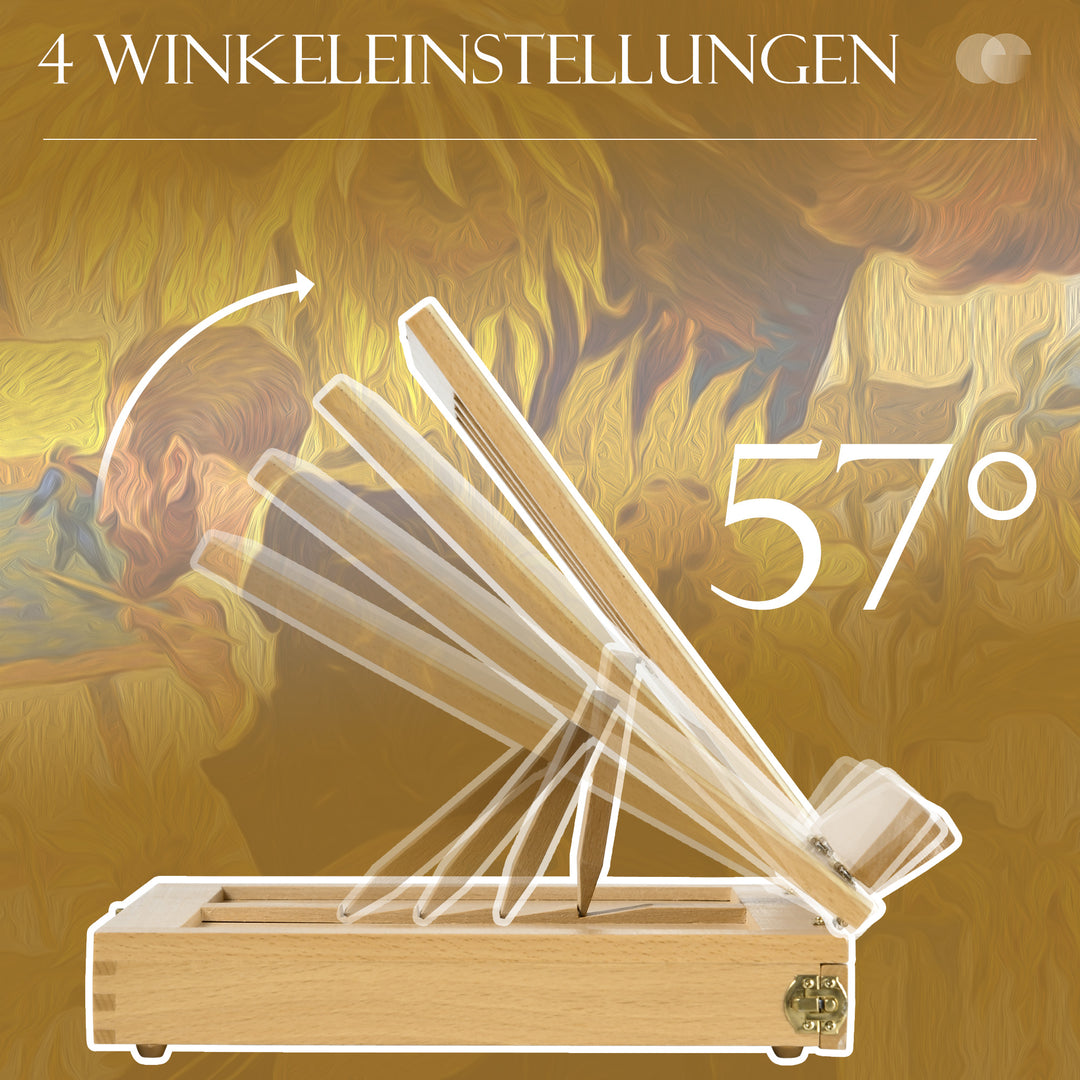 Bordstaffeli, lille staffeli, 1 skuffe, 3 rum, massivt træ, natur