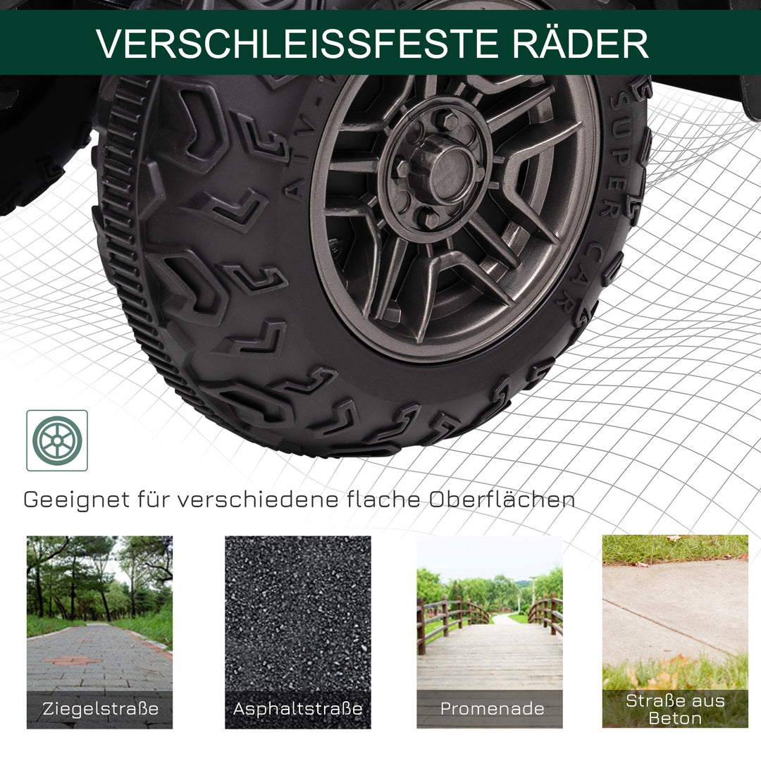 El-atv til børn, maks. 4 km/t, fra 3 år, led-forlygter, musiktilslutning, sort+grøn 88 x 45 x 50 cm