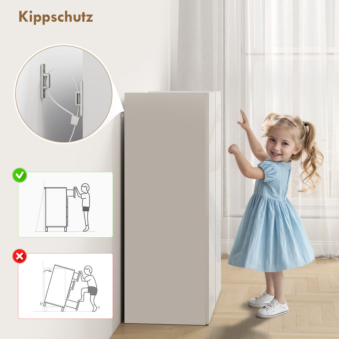 Skoskab med soft-close-funktion, 6-etagers design uden håndtag, plads til op til 18 par, til entré, træ, hvid