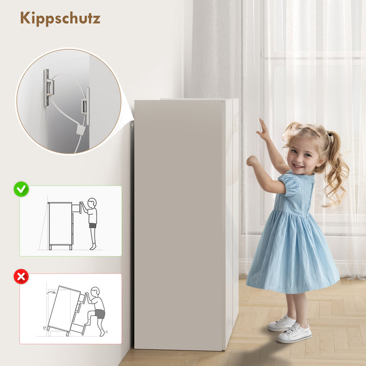 Skoskab med soft-close-funktion, 6-etagers design uden håndtag, plads til op til 18 par, til entré, træ, hvid