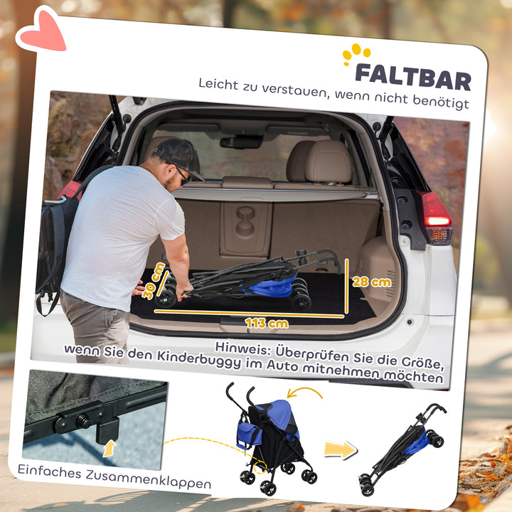 Kæledyrsklapvogn, sikkerhedsline, netvindue, 76l x 44b x 103h cm, mørkeblå