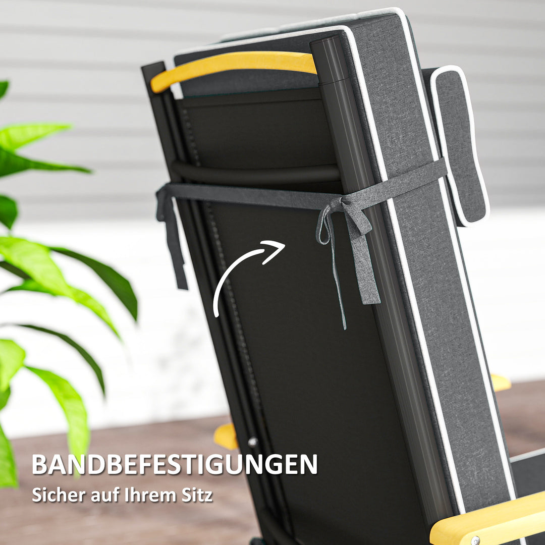 Siddehynde 120 x 47 x 9,5 cm vandafvisende stolehynde med bånd, nakkestøtte, upf50+ mørkegrå