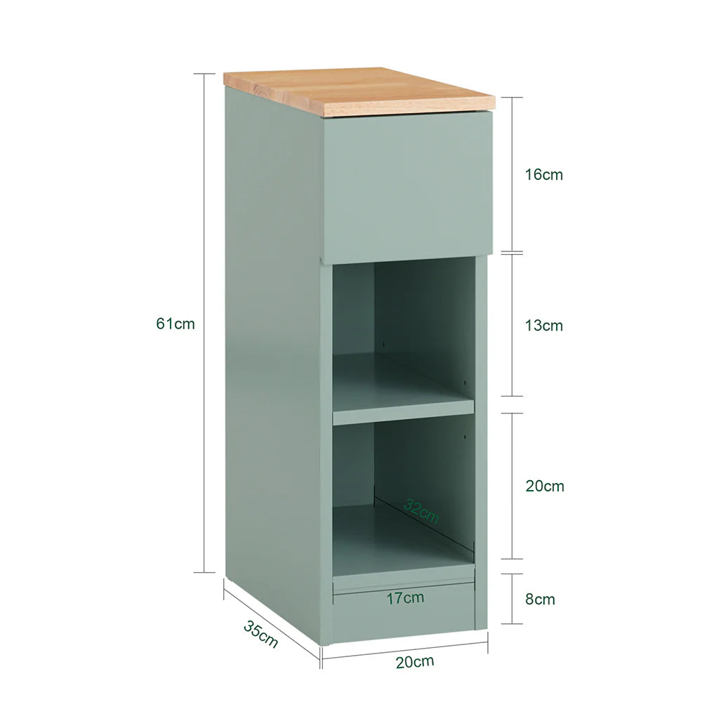 Trendy og pladsbesparende sengebord/sidebord, 20xB35xH61 cm, grøn