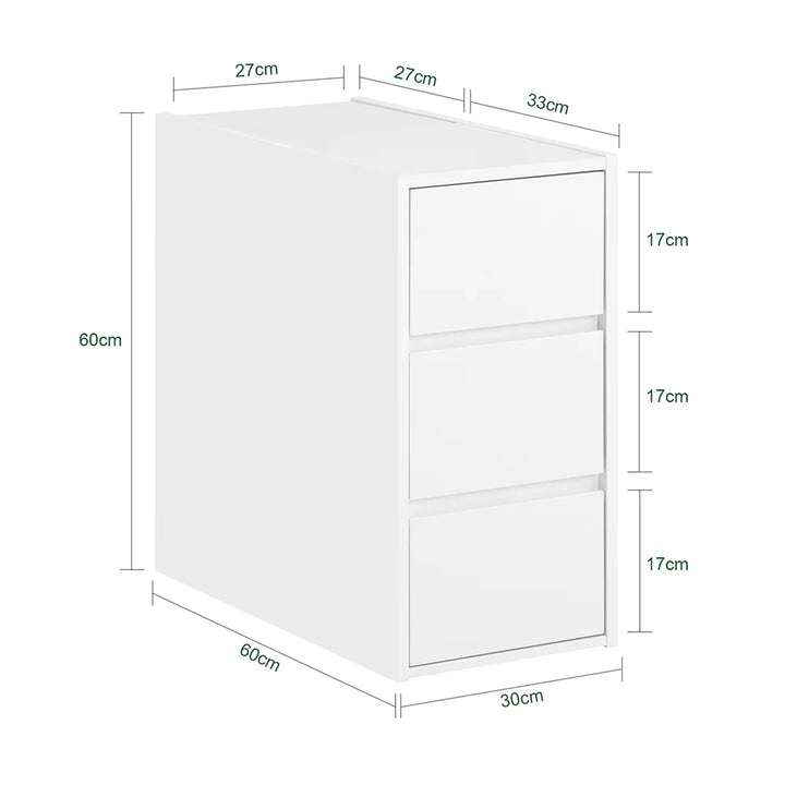 Elegant natbord i skandi-design, L30xB60xH60 cm, hvid