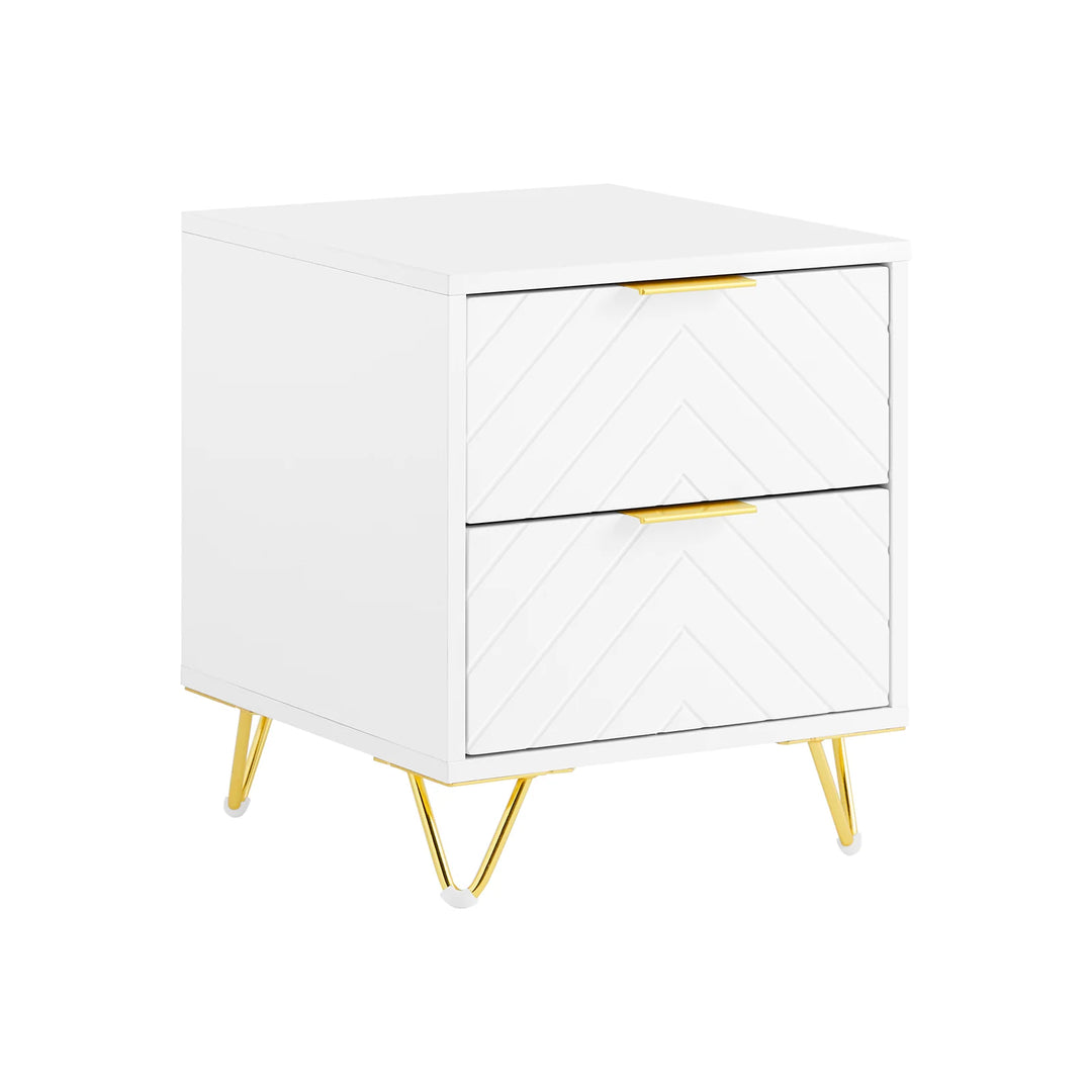 Sengebord med 2 skuffer, L40 cm x B42 cm x H47 cm, hvid