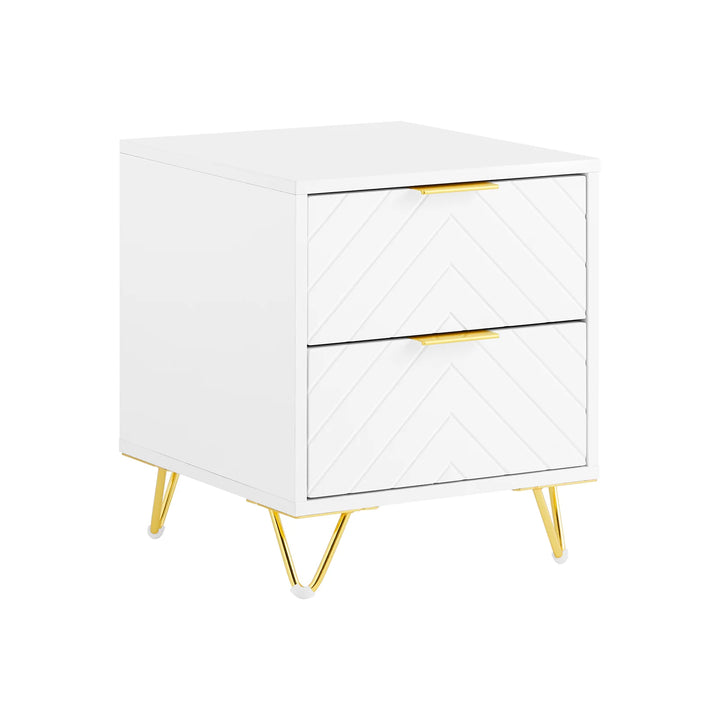 Sengebord med 2 skuffer, L40 cm x B42 cm x H47 cm, hvid