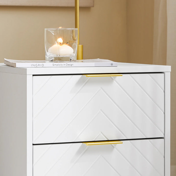 Sengebord med 2 skuffer, L40 cm x B42 cm x H47 cm, hvid