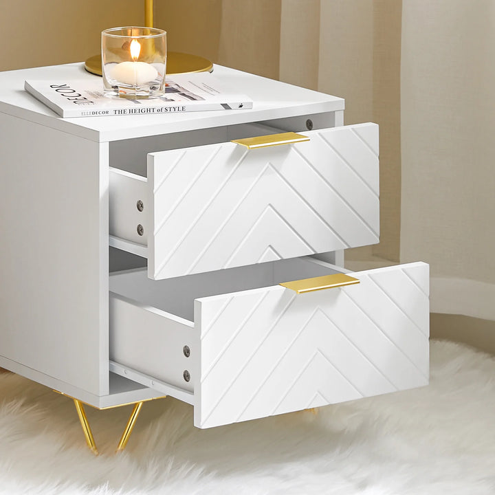 Sengebord med 2 skuffer, L40 cm x B42 cm x H47 cm, hvid