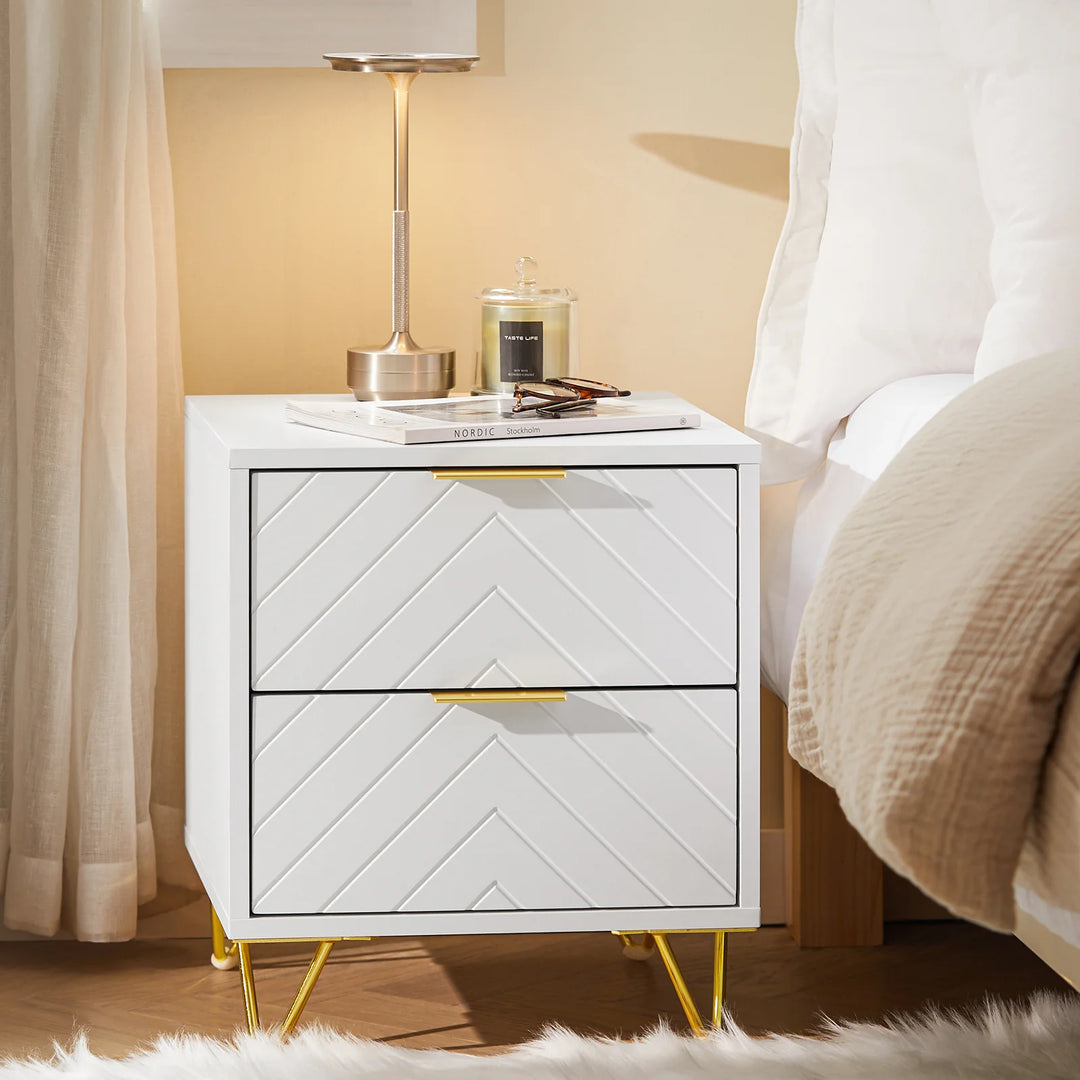 Sengebord med 2 skuffer, L40 cm x B42 cm x H47 cm, hvid