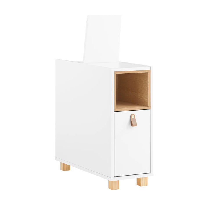 Pladsbesparende sidebord med en letåbnelig topplade, 24x60x60 cm, hvid