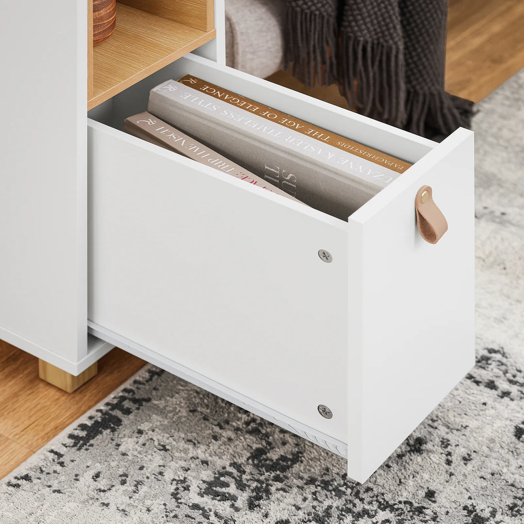 Pladsbesparende sidebord med en letåbnelig topplade, 24x60x60 cm, hvid