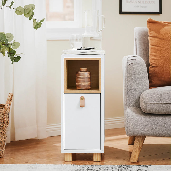 Pladsbesparende sidebord med en letåbnelig topplade, 24x60x60 cm, hvid