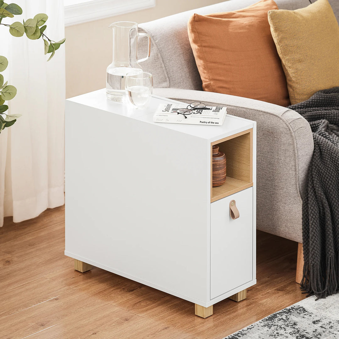 Pladsbesparende sidebord med en letåbnelig topplade, 24x60x60 cm, hvid