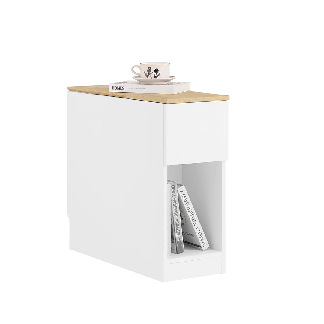 Smart og pladsbesparende sengebord/sidebord i hvid (25 x 65 x 60 cm)