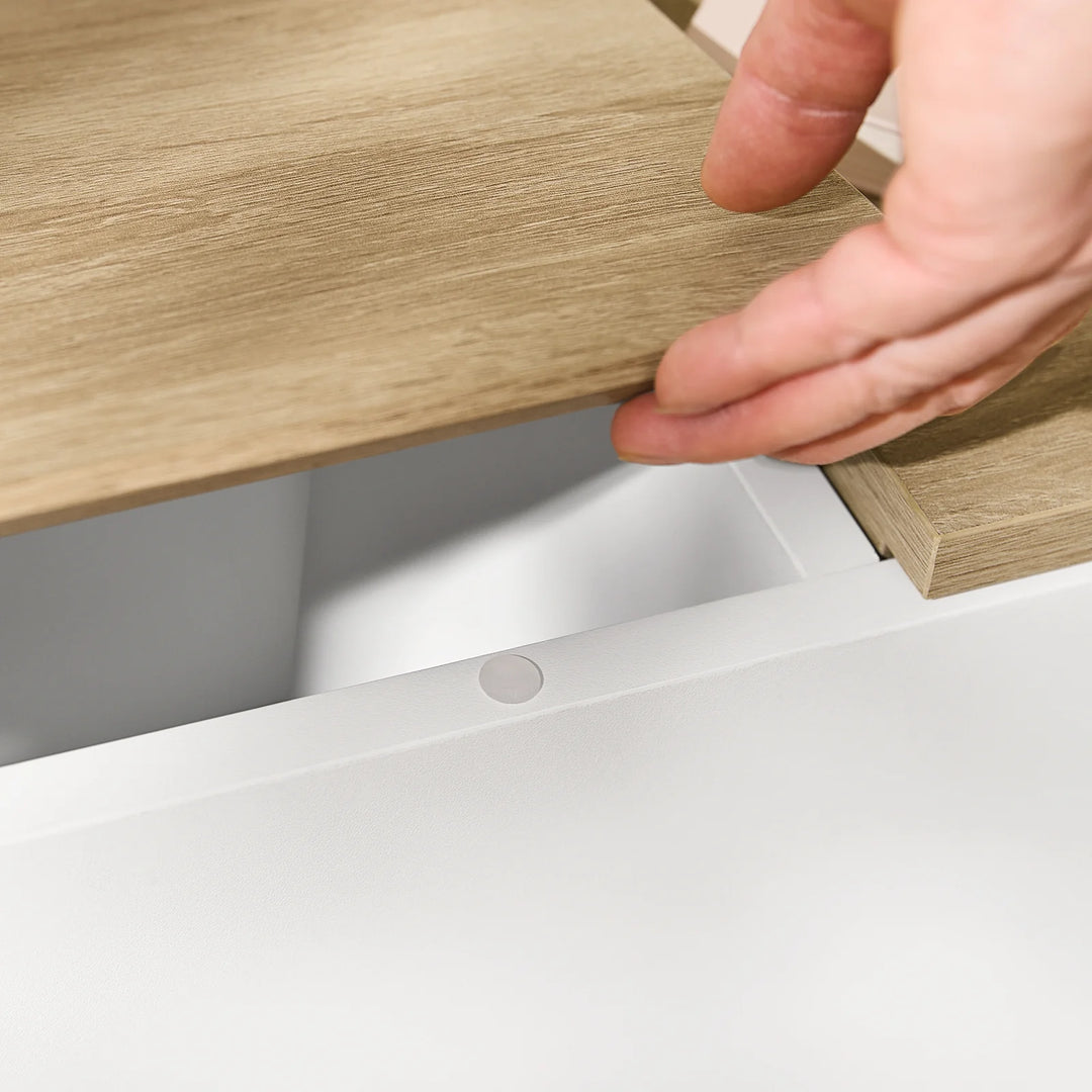 Smart og pladsbesparende sengebord/sidebord i hvid (25 x 65 x 60 cm)