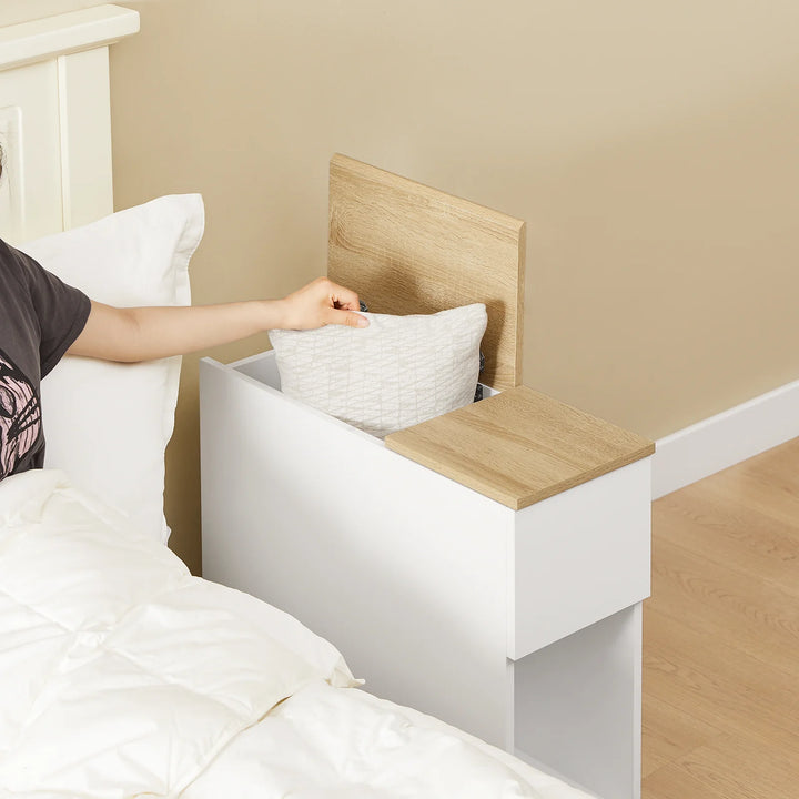 Smart og pladsbesparende sengebord/sidebord i hvid (25 x 65 x 60 cm)