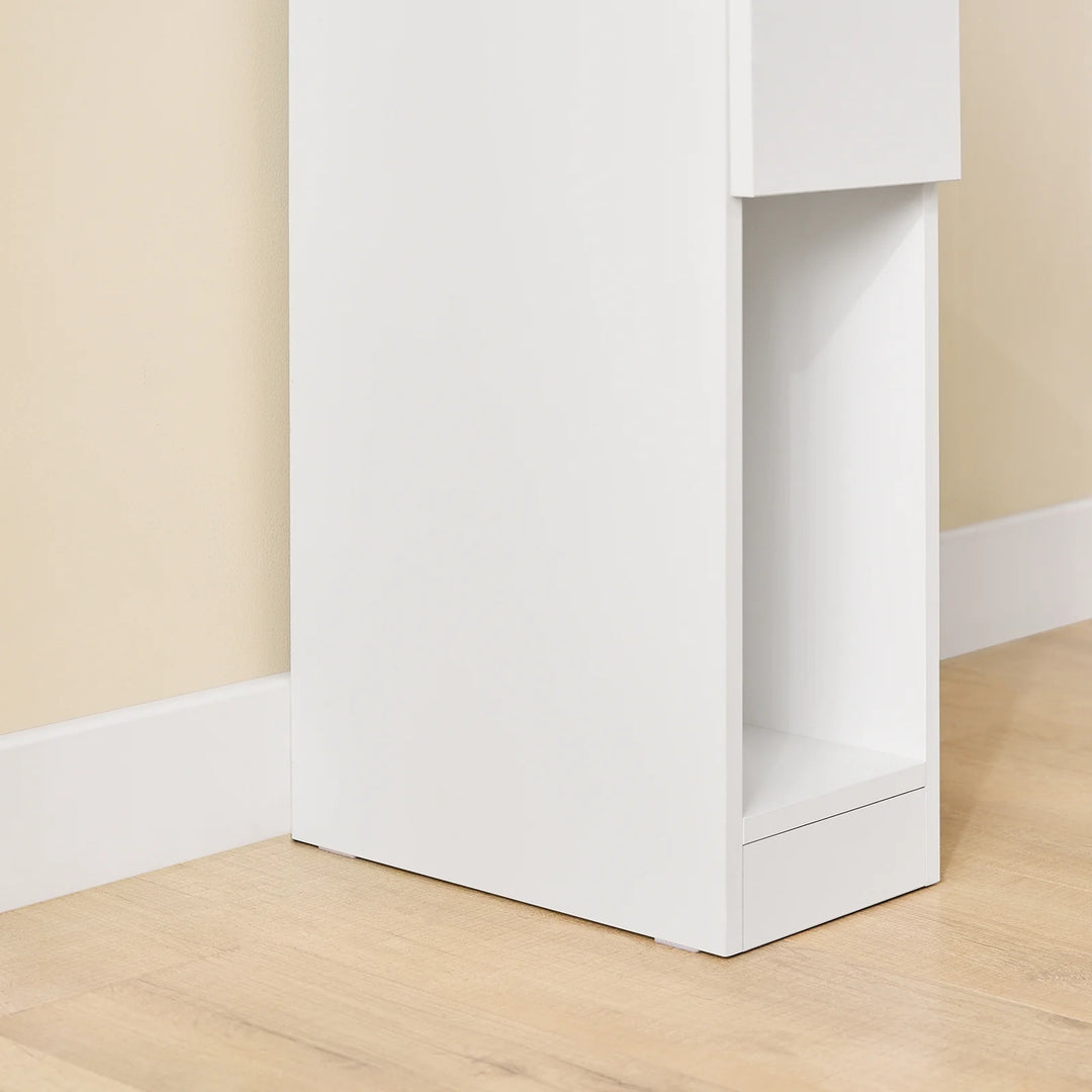 Elegant og pladsbesparende sengebord i hvid MDF materiale (20 x 60 x 35 cm)