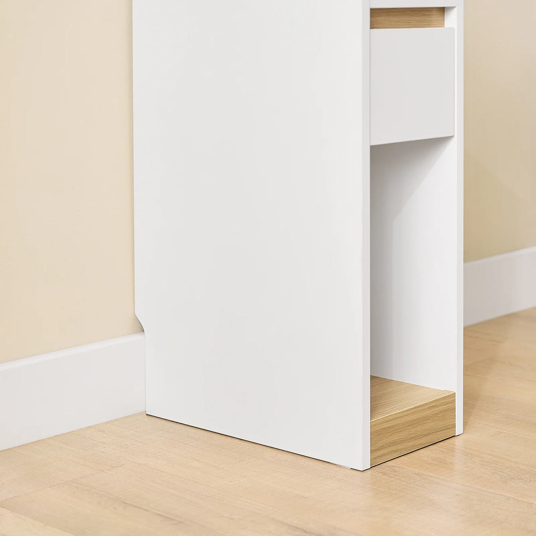 Elegant og pladsbesparende sengebord i hvid MDF materiale (20 x 60 x 35 cm)