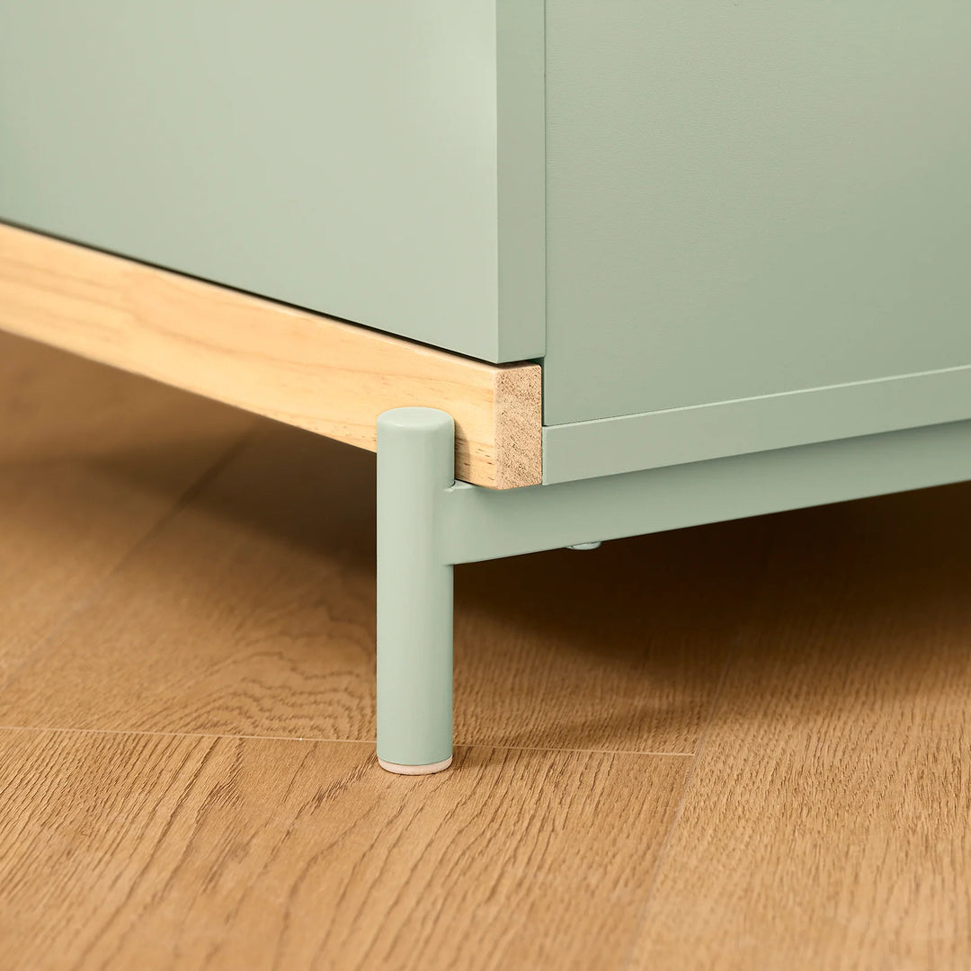 Elegant sengebord med 2 skuffer i grøn (40 x 49 x 44 cm)