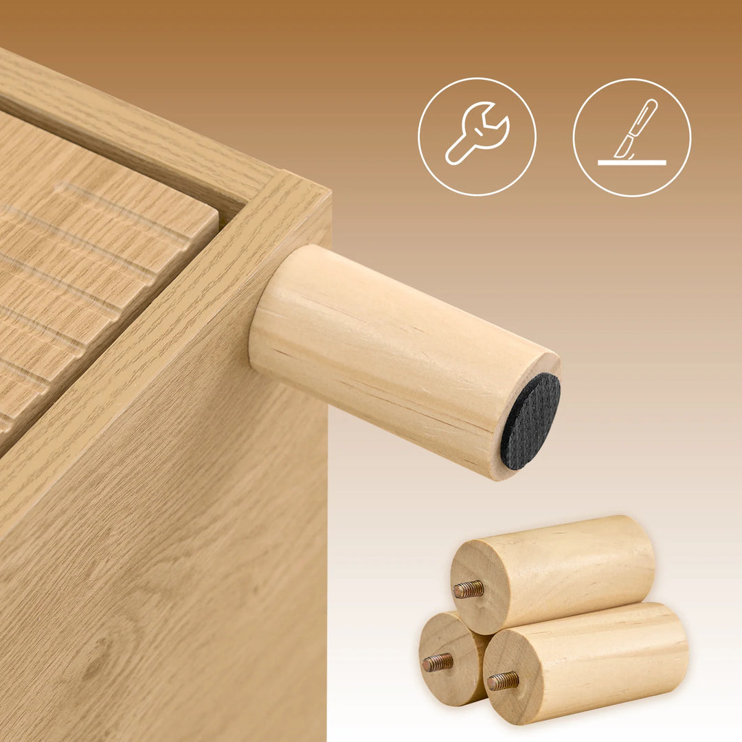 Elegant og pladsbesparende sengebord i naturtræ, B40 x D42 x H47 cm