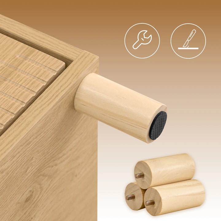 Elegant og pladsbesparende sengebord i naturtræ, B40 x D42 x H47 cm