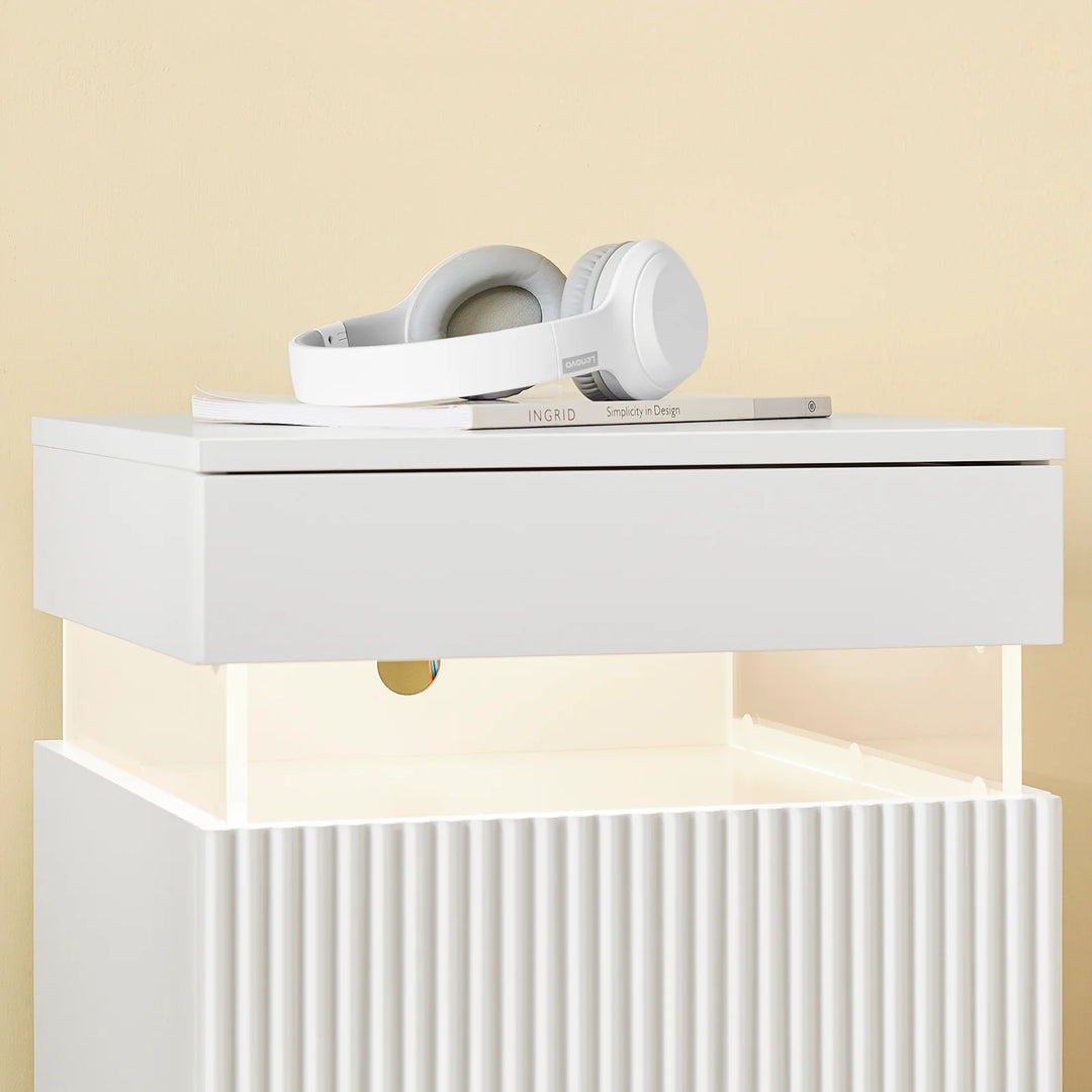 Optimal opbevaring: sengebord med 3 skuffer og ambient lys, B41 × D40 × H52cm