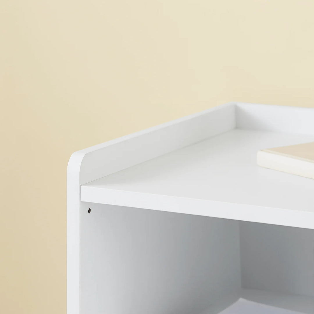 Moderne natbord med skuffe og opbevaringsrum – hvidt sidebord til soveværelse og stue, mål 40 x 40 x 51 cm