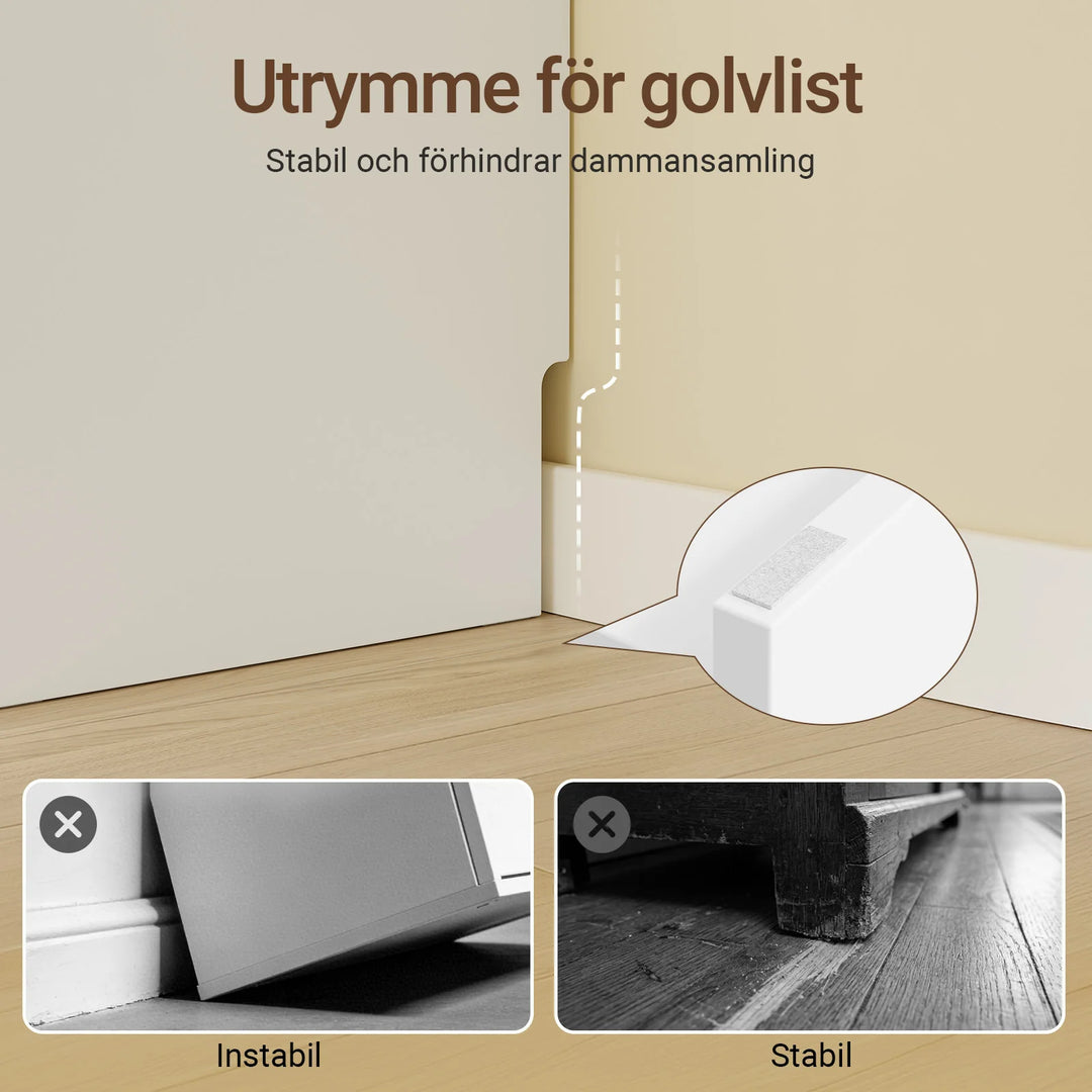 Ekstra smalt natbord med LED-lampe og USB-opladning