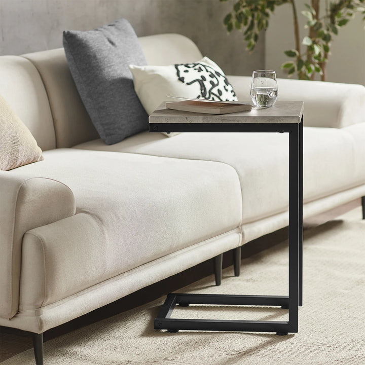 Smart sidebord til sofaen, industrielt look, B40 x D30 x H60 cm, grå marmor-look