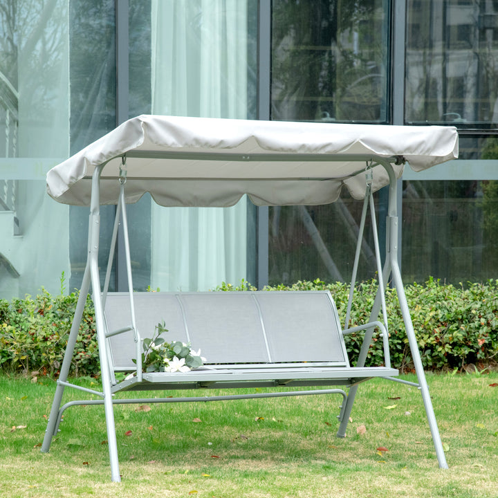 Hollywood-gynge med justerbar solskærm, 3-personers havegynge med skridsikre fødder, gyngebænks bæreevne op til 240 kg, haveliggestol til haven, terrasse, 171x108x154cm, grå