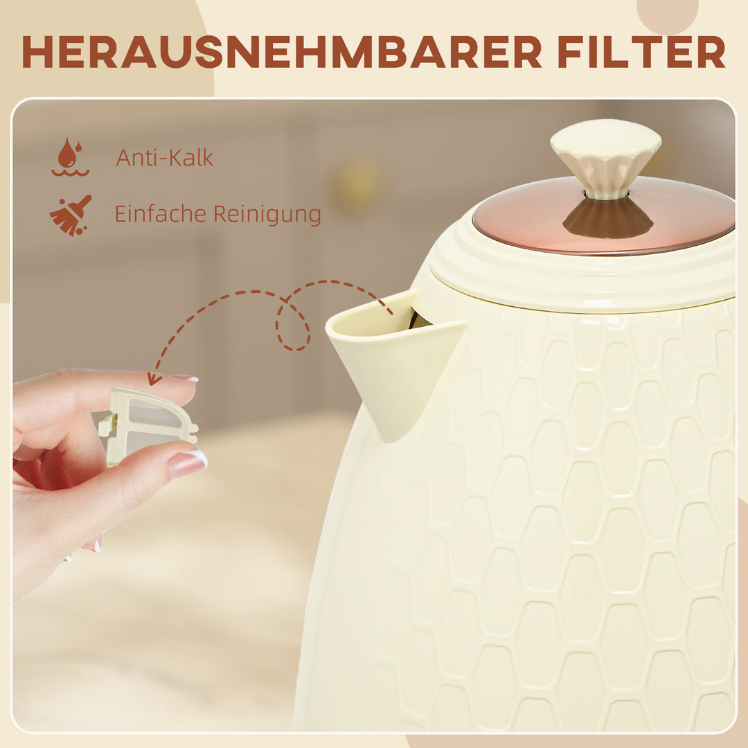 Elkedel, 2200W, vindue, filter, hurtig kogning, beige