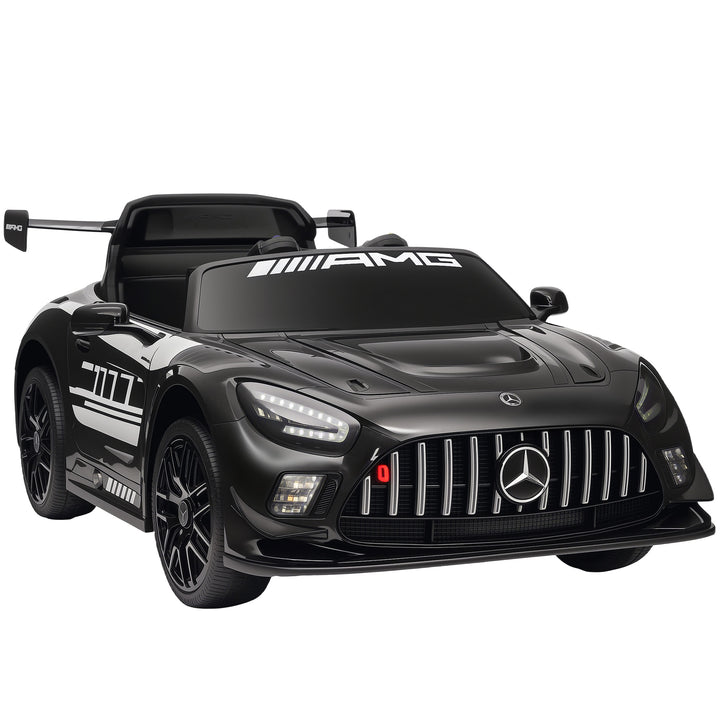 Mercedes elektrisk børnekøretøj, 12V batteri, LED-lys, musikfunktion, horn, alder 3-8, sort