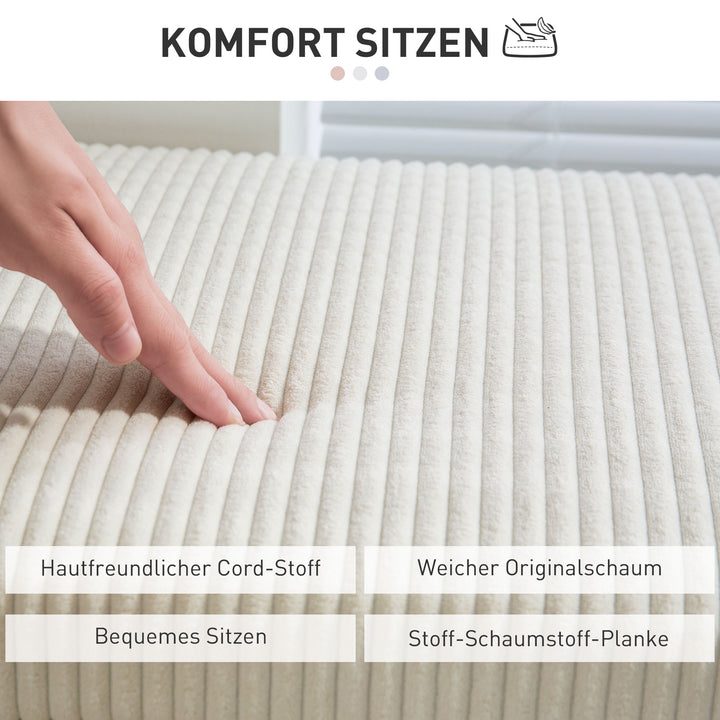 Opbevaringsbænk, corduroy design, stålstel, beige