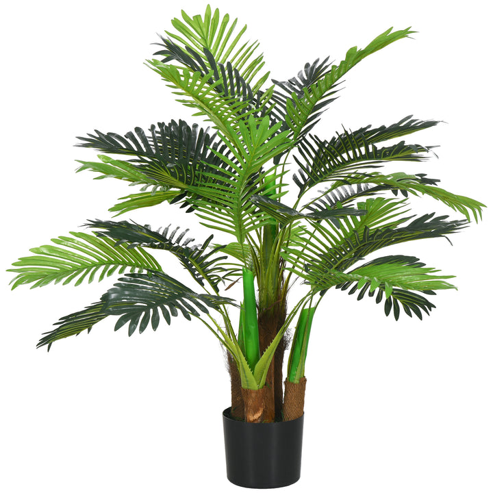 Kunstig palme, 1 m, realistiske grene, dekorativ plante, plastik, med potte, brun+grøn
