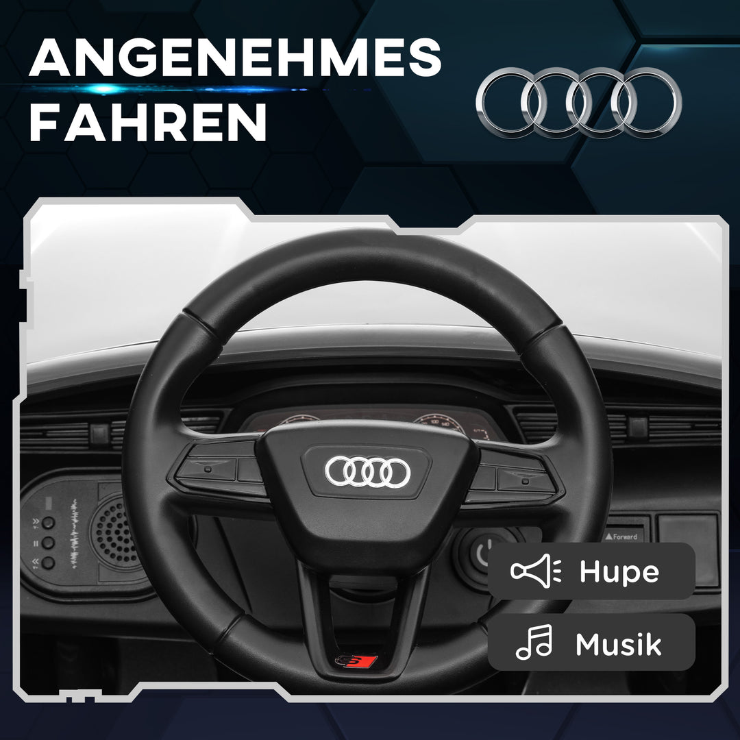 Elektrisk børnebil, 12v audi q8, 3-5 km/t, fjernbetjening, forlygter, musik, hvid