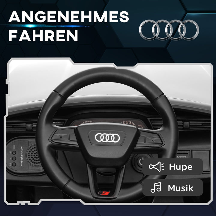 Elektrisk børnebil, 12v audi q8, 3-5 km/t, fjernbetjening, forlygter, musik, hvid